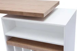 Miliboo Table De Bar / Bar-Îlot - table de bar modulable avec rangement blanc mat et bois clair chêne L140-165 cm MAX