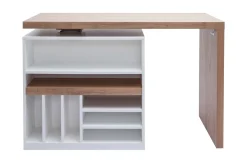 Miliboo Table De Bar / Bar-Îlot - table de bar modulable avec rangement blanc mat et bois clair chêne L140-165 cm MAX