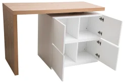 Miliboo Table De Bar / Bar-îlot - table de bar modulable avec rangement blanc mat et bois clair chêne L140-165 cm MAX