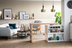 Miliboo Table De Bar / Bar-îlot - table de bar modulable avec rangement blanc mat et bois clair chêne L140-165 cm MAX