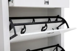 Miliboo Meuble D'entrée|Meuble À Chaussures-Meuble à chaussures design blanc laqué brillant L70 cm DEVA