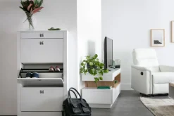 Miliboo Meuble D'entrée|Meuble À Chaussures-Meuble à chaussures design blanc laqué brillant L70 cm DEVA