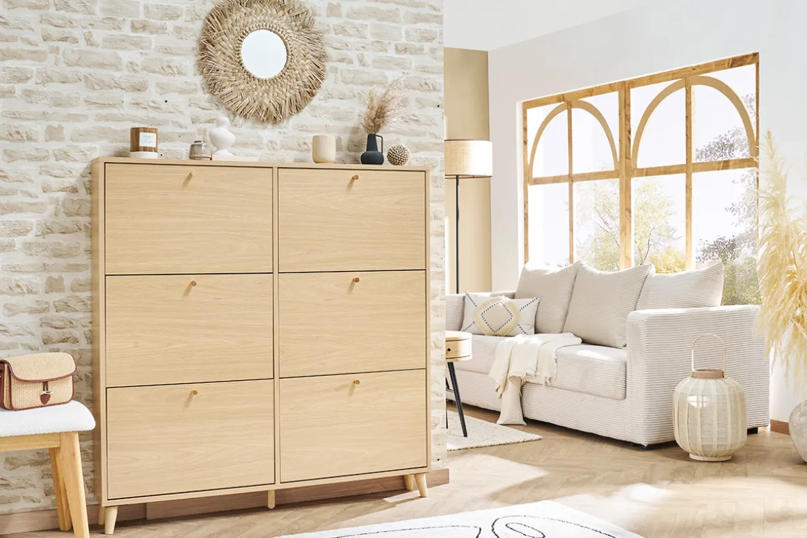 Miliboo Meuble À Chaussures-Meuble à chaussures finition bois clair chêne L126 cm SILVESTRE