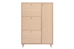 Miliboo Meuble À Chaussures-Meuble à chaussures finition bois clair chêne et métal doré L90 cm SILVESTRE