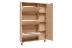 Miliboo Meuble À Chaussures-Meuble à chaussures finition bois clair chêne et métal doré L90 cm SILVESTRE