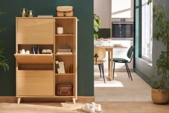 Miliboo Meuble À Chaussures-Meuble à chaussures finition bois clair chêne et métal doré L90 cm SILVESTRE