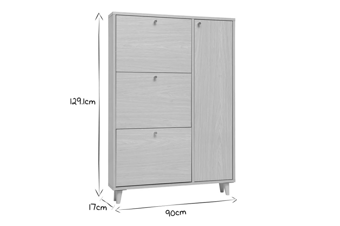 Miliboo Meuble À Chaussures-Meuble à chaussures finition bois clair chêne et métal doré L90 cm SILVESTRE