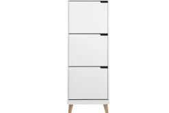 Miliboo Meuble D'entrée|Meuble À Chaussures-Meuble à chaussures scandinave blanc et bois 3 casiers L47 cm MITRAA