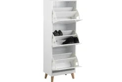 Miliboo Meuble D'entrée|Meuble À Chaussures-Meuble à chaussures scandinave blanc et bois 3 casiers L47 cm MITRAA