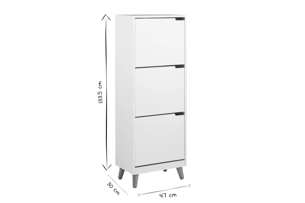 Miliboo Meuble D'entrée|Meuble À Chaussures-Meuble à chaussures scandinave blanc et bois 3 casiers L47 cm MITRAA