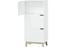 Miliboo Bibliothèque Et Étagère|Bibliothèque Et Étagère-Meuble de rangement haut blanc et bois clair 3 portes L60 cm LEENA