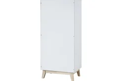 Miliboo Bibliothèque Et Étagère|Bibliothèque Et Étagère-Meuble de rangement haut blanc et bois clair 3 portes L60 cm LEENA