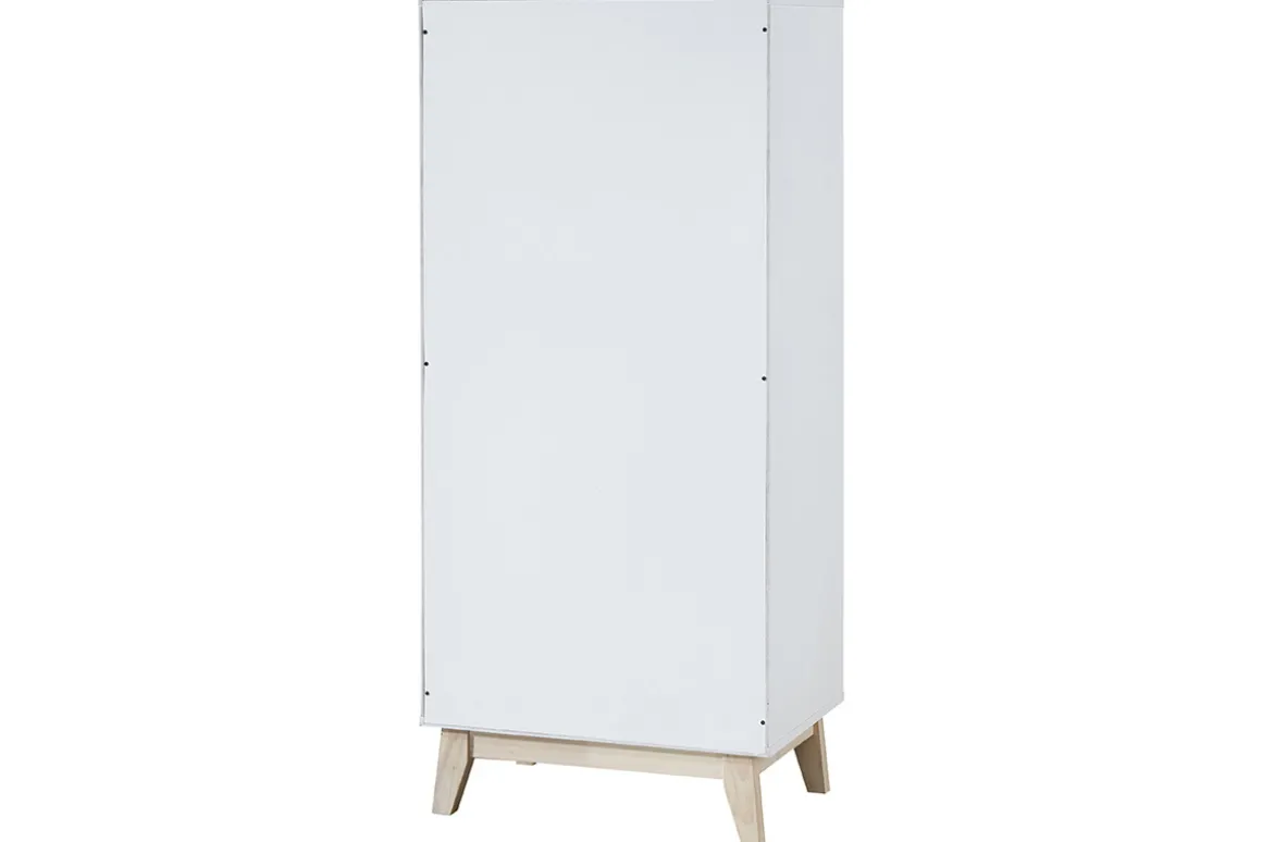 Miliboo Bibliothèque Et Étagère|Bibliothèque Et Étagère-Meuble de rangement haut blanc et bois clair 3 portes L60 cm LEENA