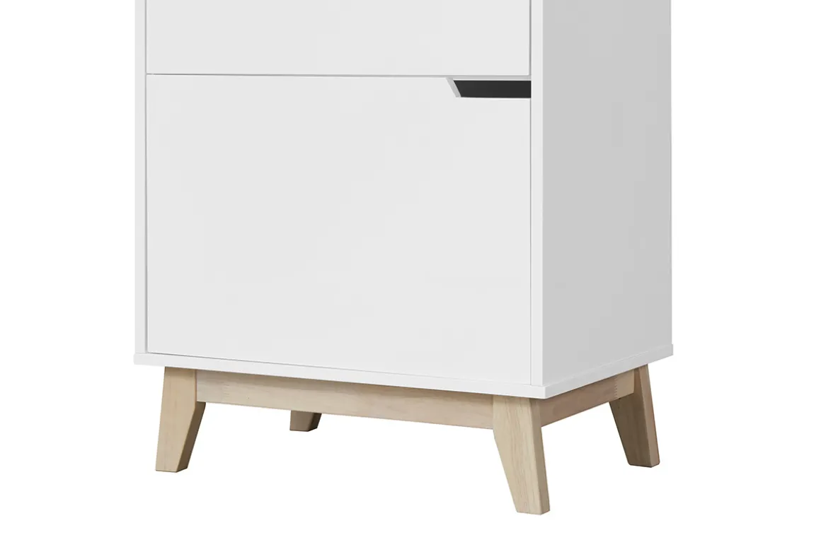 Miliboo Bibliothèque Et Étagère|Bibliothèque Et Étagère-Meuble de rangement haut blanc et bois clair 3 portes L60 cm LEENA