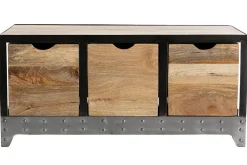 Miliboo Commode|Commode-Meuble de rangement industriel en bois manguier massif et métal noir 3 tiroirs L100 cm ATELIER
