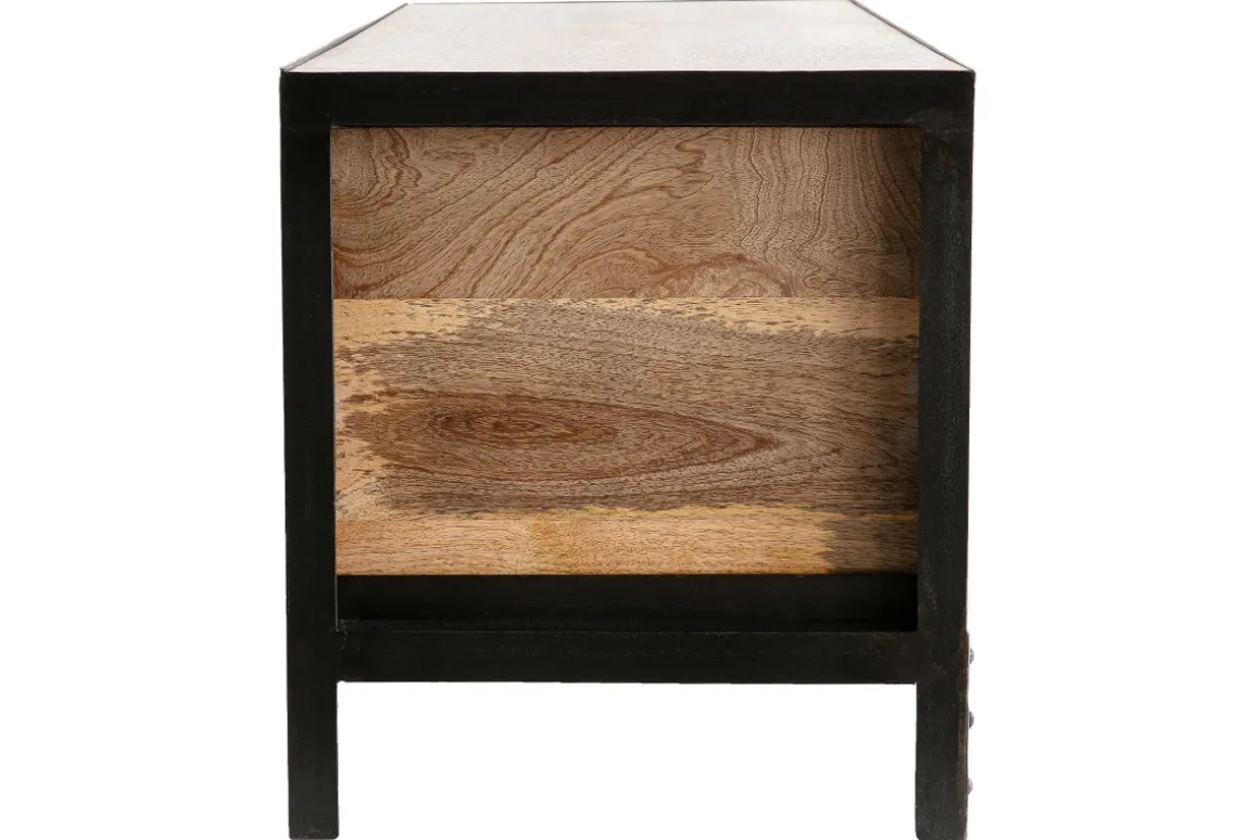 Miliboo Commode|Commode-Meuble de rangement industriel en bois manguier massif et métal noir 3 tiroirs L100 cm ATELIER