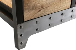 Miliboo Commode|Commode-Meuble de rangement industriel en bois manguier massif et métal noir 3 tiroirs L100 cm ATELIER