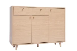 Miliboo Meuble À Chaussures-Meuble d'entrée - meuble de rangements à chaussures finition bois clair chêne et métal doré L110 cm SILVESTRE