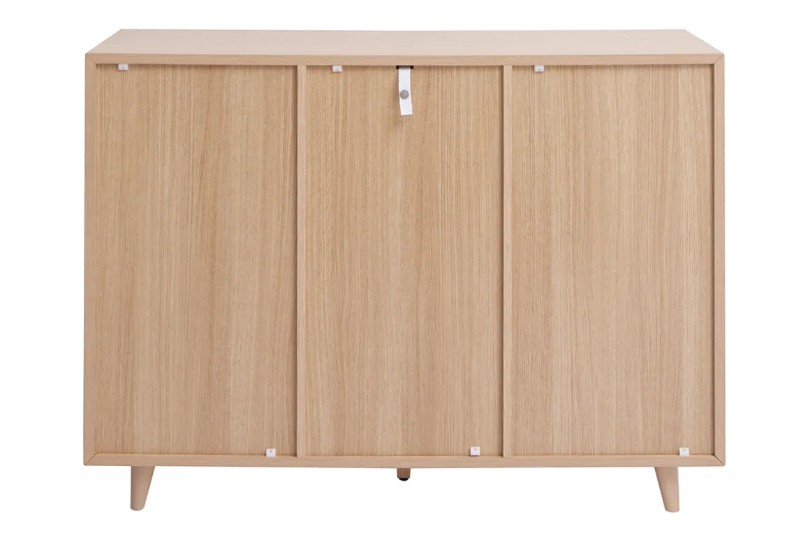 Miliboo Meuble À Chaussures-Meuble d'entrée - meuble de rangements à chaussures finition bois clair chêne et métal doré L110 cm SILVESTRE