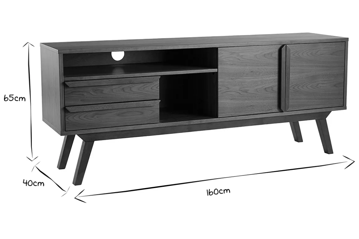 Miliboo Meuble Tv Design-Meuble TV - Buffet vintage bois foncé noyer L160 cm VOLVER