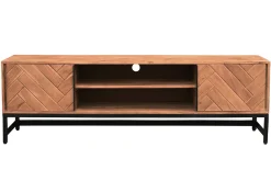 Miliboo Meuble Tv Design-Meuble TV à motifs chevrons en bois massif et métal noir L158 cm STICK