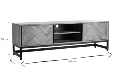 Miliboo Meuble Tv Design-Meuble TV à motifs chevrons en bois massif et métal noir L158 cm STICK