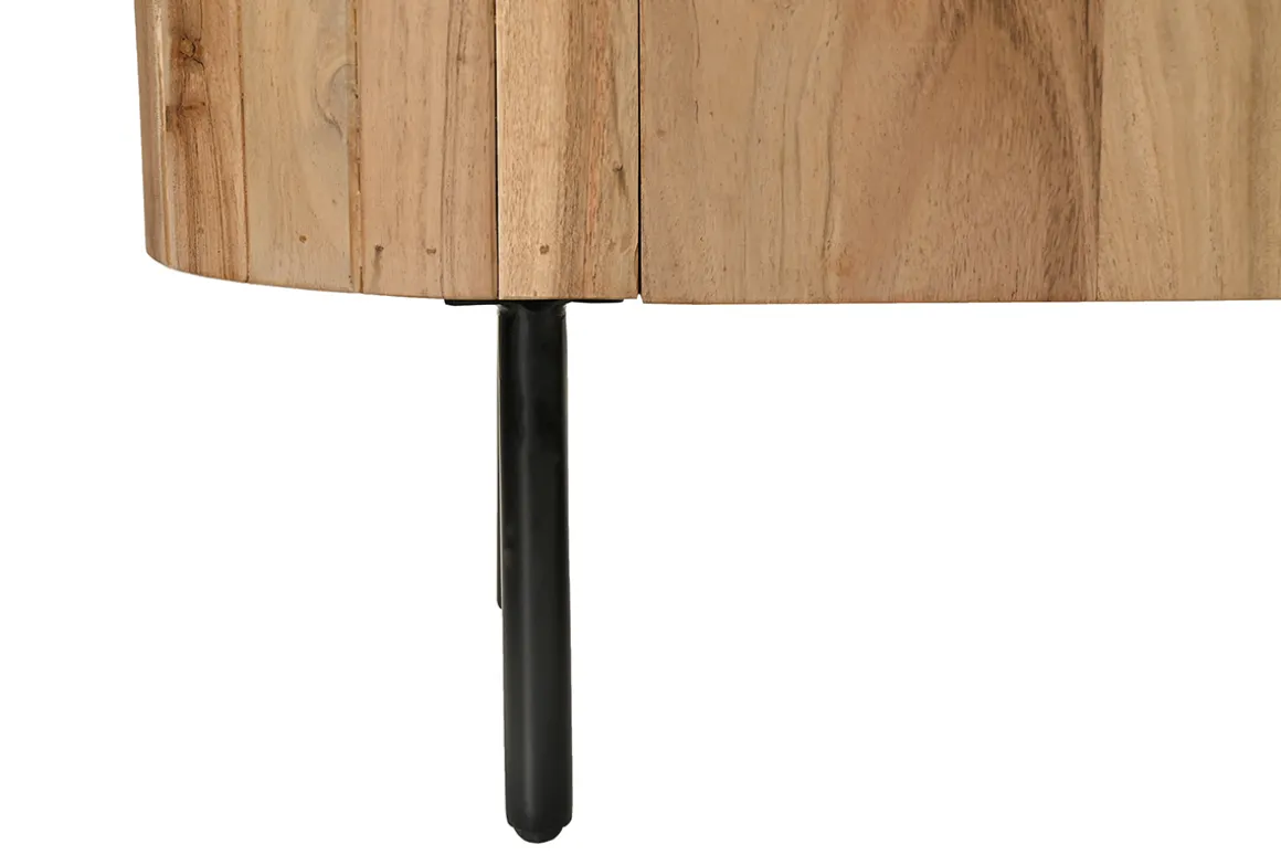 Miliboo Meuble Tv Design-Meuble TV avec rangements en bois massif et métal noir L160 cm NAPOLI