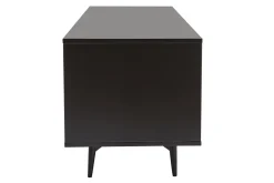 Miliboo Meuble Tv Design-Meuble TV bois foncé noyer, noir mat et métal noir 2 portes 1 tiroir L160 cm MERMOZ
