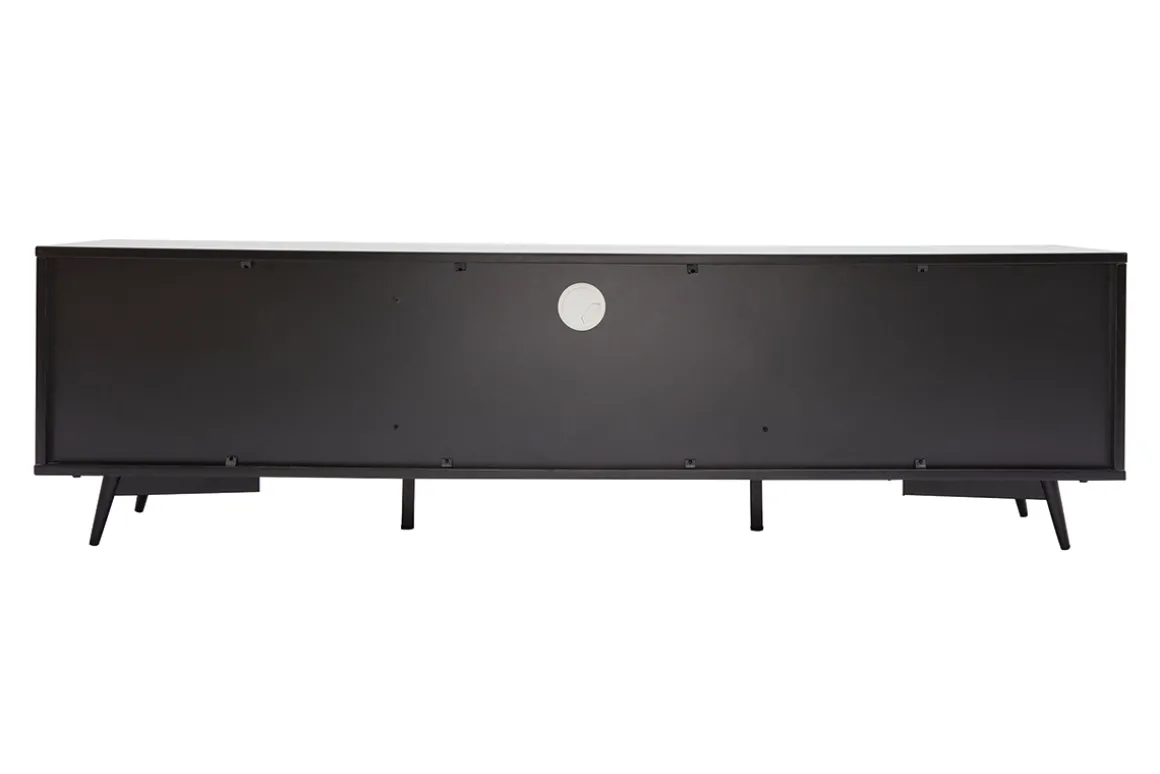 Miliboo Meuble Tv Design-Meuble TV bois foncé noyer, noir mat et métal noir 2 portes 1 tiroir L160 cm MERMOZ