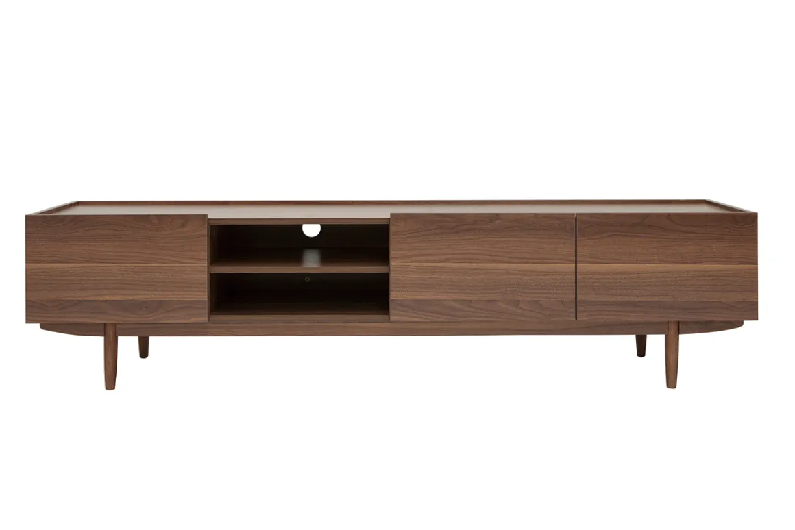 Miliboo Meuble Tv Design-Meuble TV bois foncé noyer 3 portes L180 cm SANAA