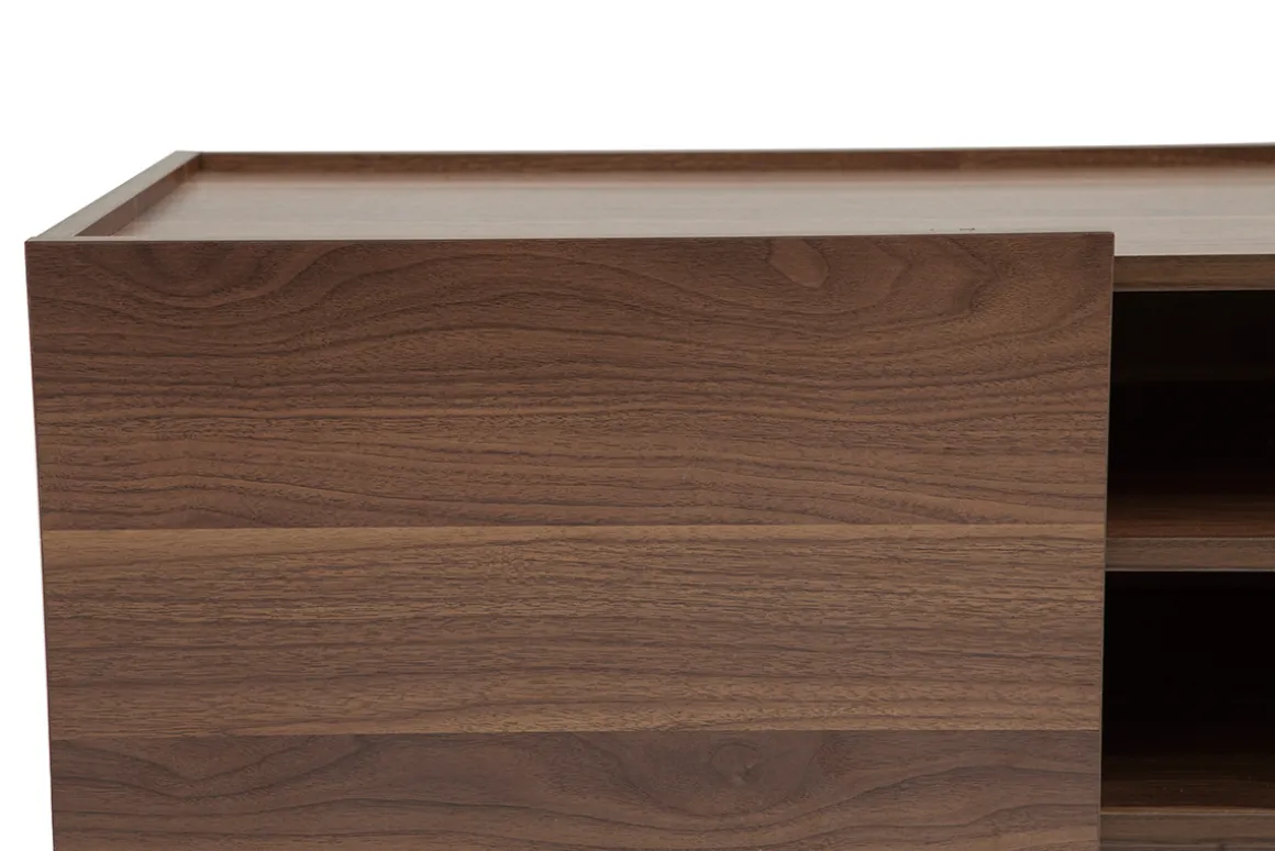 Miliboo Meuble Tv Design-Meuble TV bois foncé noyer 3 portes L180 cm SANAA