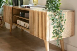 Miliboo Meuble Tv Design-Meuble TV bois manguier massif avec portes coulissantes L140 cm ALBA