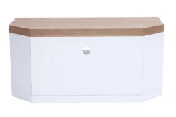 Miliboo Meuble Tv Design-Meuble TV d'angle blanc et bois clair chêne L100 cm MAX