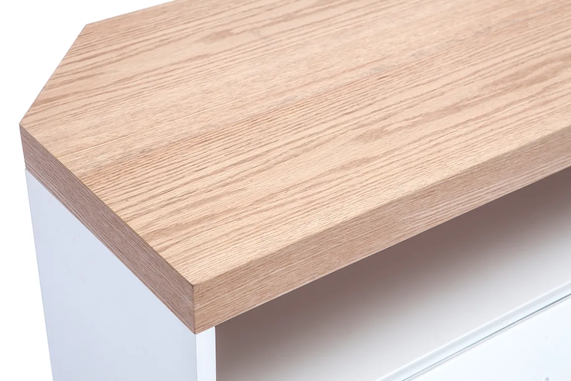 Miliboo Meuble Tv Design-Meuble TV d'angle blanc et bois clair chêne L100 cm MAX