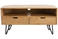 Miliboo Meuble Tv Design-Meuble TV d'angle en bois manguier massif et métal noir L100 cm VIBES