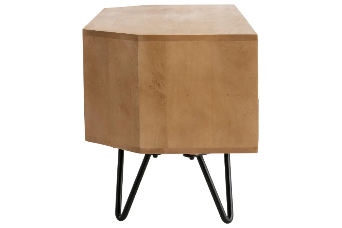 Miliboo Meuble Tv Design-Meuble TV d'angle en bois manguier massif et métal noir L100 cm VIBES