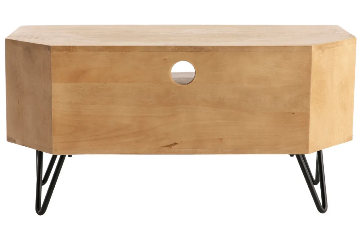 Miliboo Meuble Tv Design-Meuble TV d'angle en bois manguier massif et métal noir L100 cm VIBES