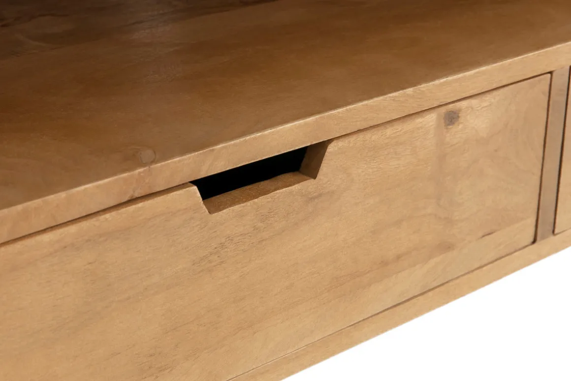 Miliboo Meuble Tv Design-Meuble TV d'angle en bois manguier massif et métal noir L100 cm VIBES