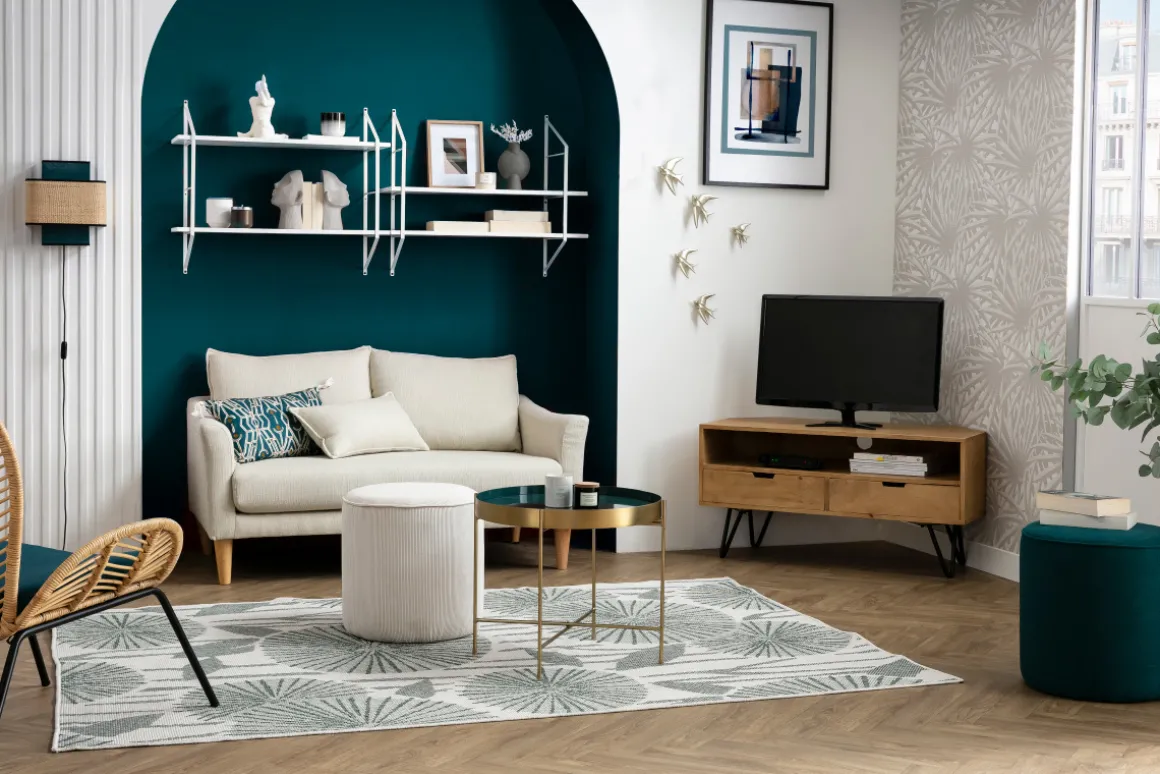 Miliboo Meuble Tv Design-Meuble TV d'angle en bois manguier massif et métal noir L100 cm VIBES