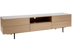 Miliboo Meuble Tv Design-Meuble TV design avec rangements finition bois clair chêne et métal noir L180 cm ALASKA