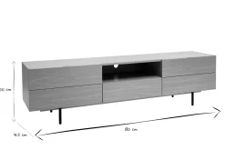 Miliboo Meuble Tv Design-Meuble TV design avec rangements finition bois clair chêne et métal noir L180 cm ALASKA