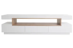 Miliboo Meuble Tv Design-Meuble TV design blanc et bois L200 cm LIVO