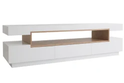 Miliboo Meuble Tv Design-Meuble TV design blanc et bois L200 cm LIVO