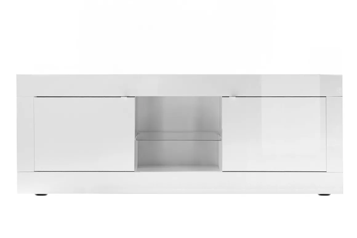 Miliboo Meuble Tv Design-Meuble TV design blanc laqué L180 cm LATTE