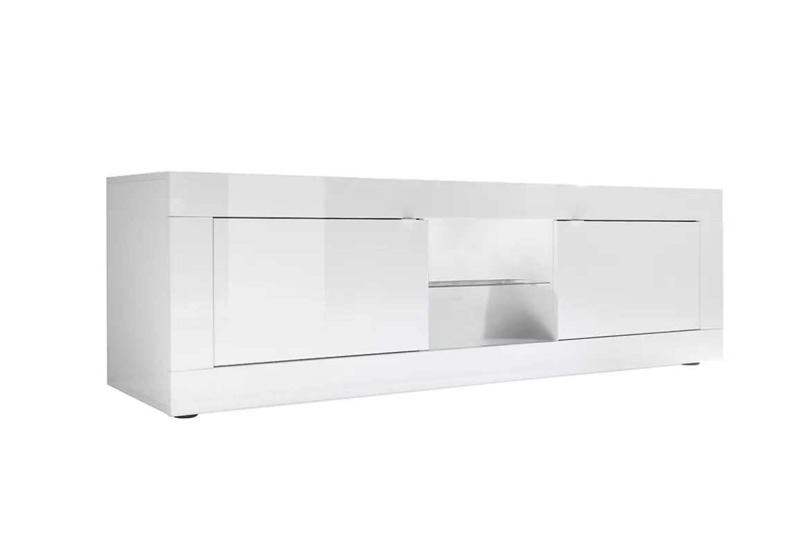Miliboo Meuble Tv Design-Meuble TV design blanc laqué L180 cm LATTE