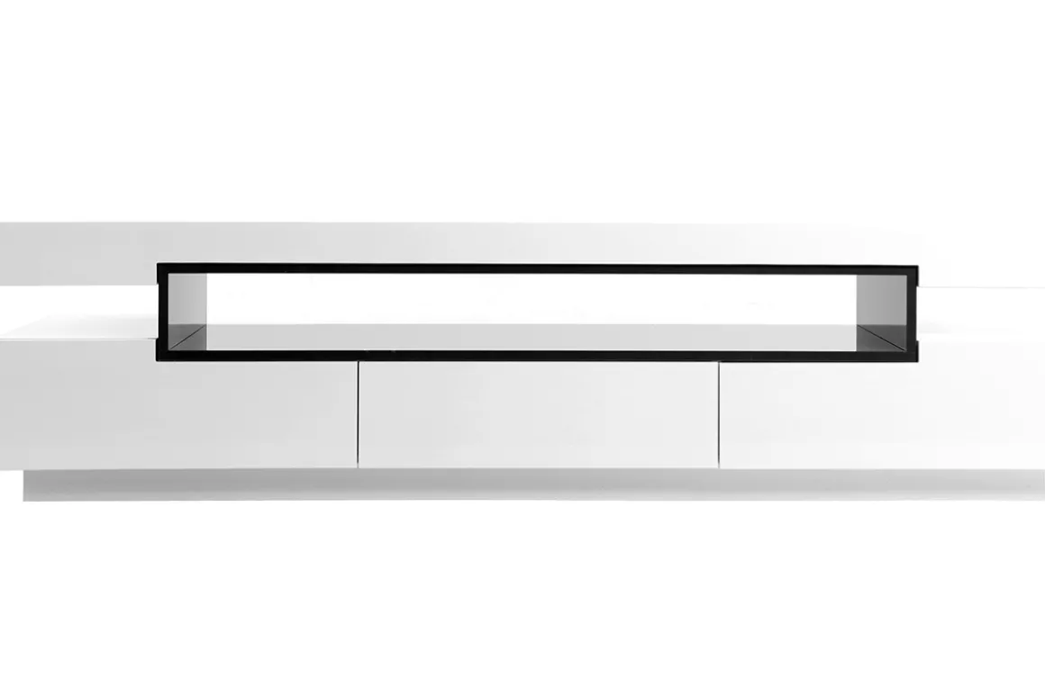 Miliboo Meuble Tv Design-Meuble TV design blanc laqué brillant L200 cm LIVO