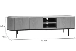 Miliboo Meuble Tv Design-Meuble TV design bois clair et métal noir avec rangements L180 cm SKYE