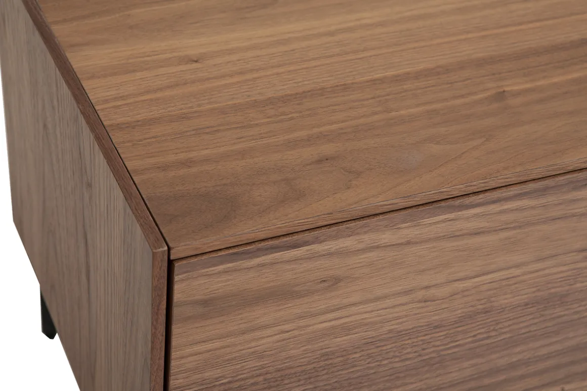 Miliboo Meuble Tv Design-Meuble TV design bois foncé noyer et métal noir 2 portes 2 tiroirs L200 cm BLISS