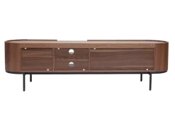 Miliboo Meuble Tv Design-Meuble TV design bois foncé noyer et métal noir avec rangements L180 cm SKYE