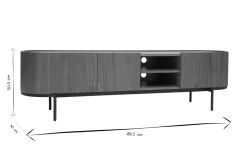 Miliboo Meuble Tv Design-Meuble TV design bois foncé noyer et métal noir avec rangements L180 cm SKYE